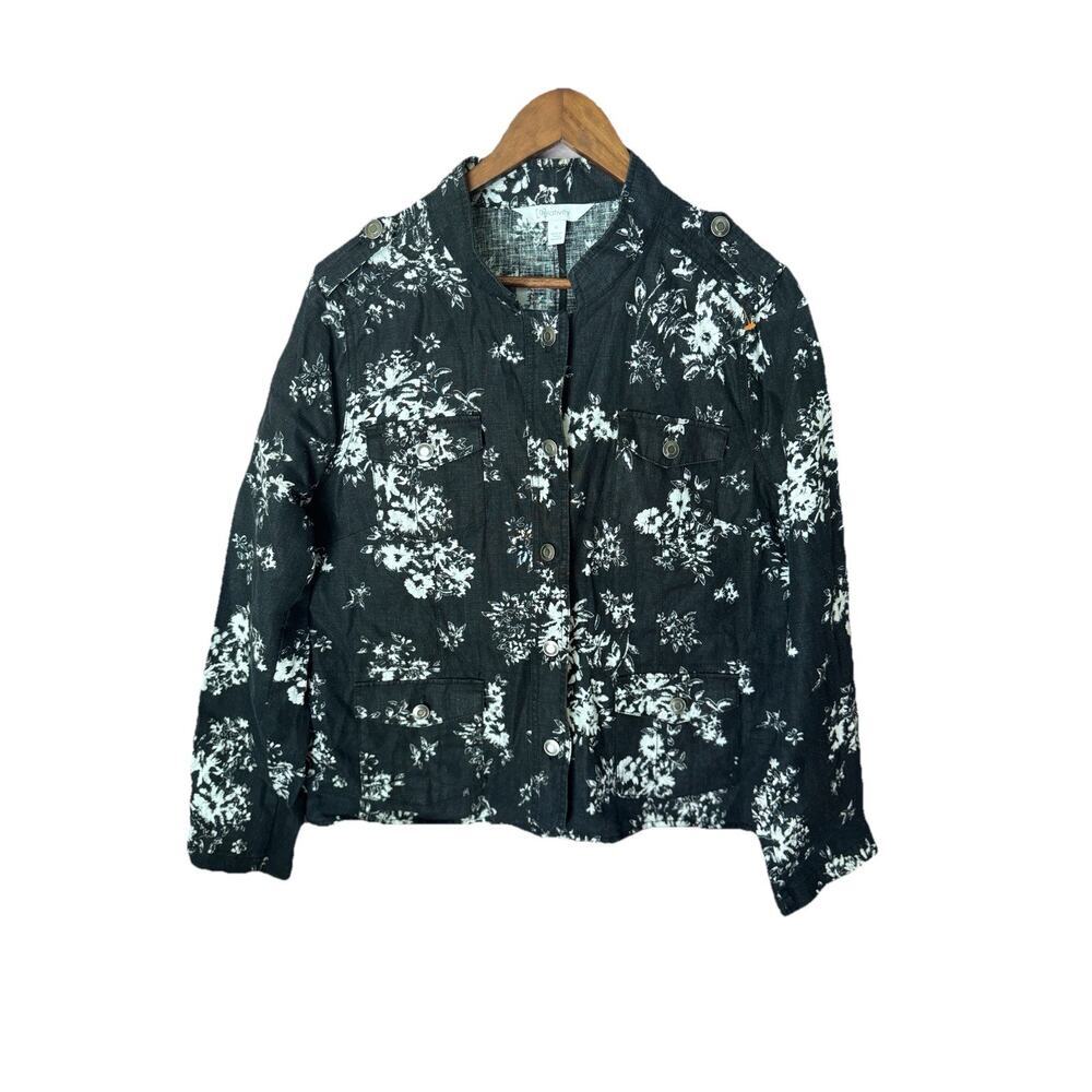 Relativity Linen Blck/Wht Shirt‎ Xl Whimsigoth Quiet Luxury Y2K Preppy